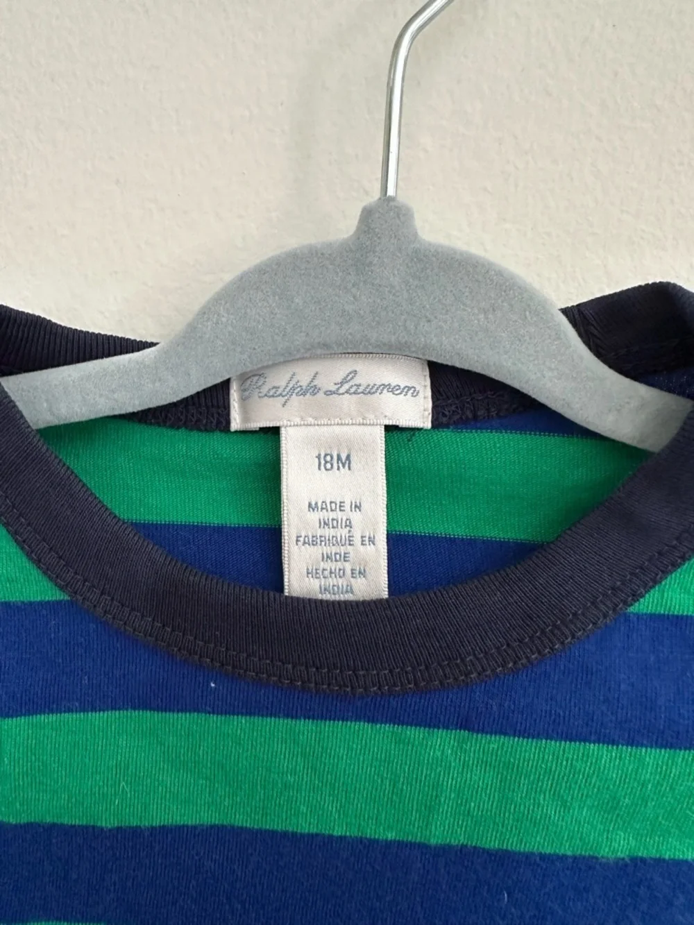 Ralph Lauren Kids Green & Navy Stripe Short Sleeve Tee size 18 months